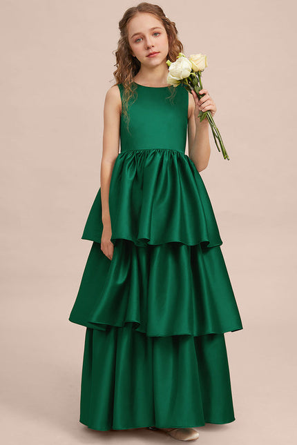 Robe Cérémonie Satin Vert Émeraude - gallery 6