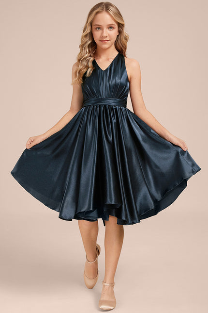 Robe Cérémonie Satin Bleu Ciel