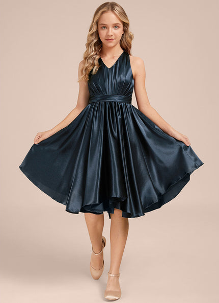 Robe Cérémonie Satin Bleu Ciel