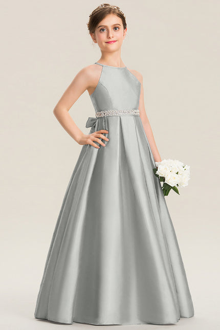 Robe Cérémonie Gris Perle Satin - gallery 1