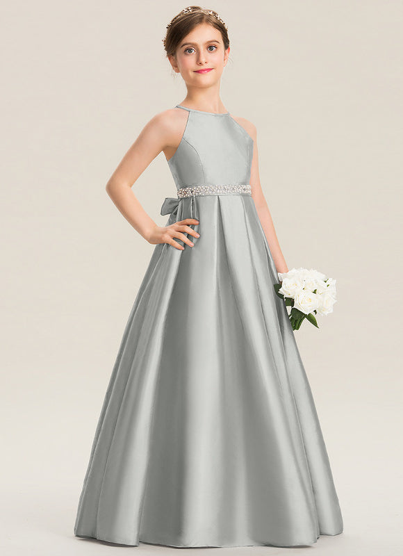 Robe Cérémonie Gris Perle Satin - gallery 1