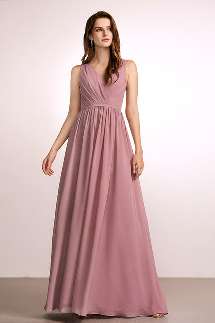 Robe Cérémonie Longue Rose Élégante - gallery 1