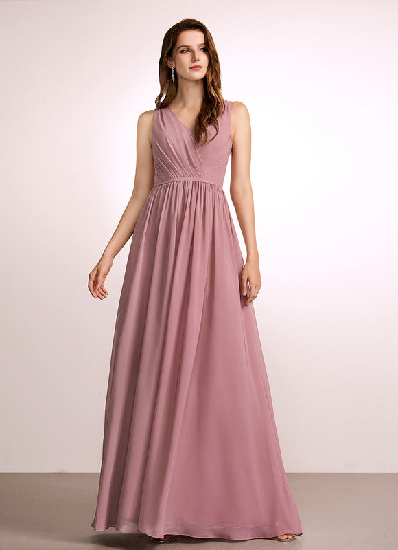 Robe Cérémonie Longue Rose Élégante - gallery 1
