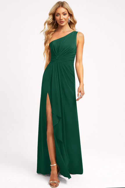 Robe Cérémonie Élégance Asymétrique Vert