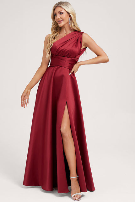 Robe Cérémonie Satin Rouge Évasée - gallery 5