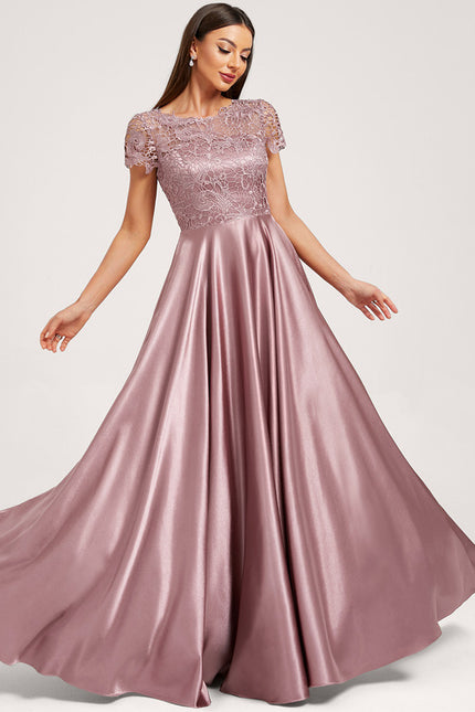 Robe Cérémonie Longue Rose Satinée - gallery 2