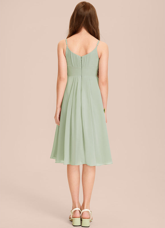 Robe Cérémonie Mousseline Marine Ajustée - gallery 5