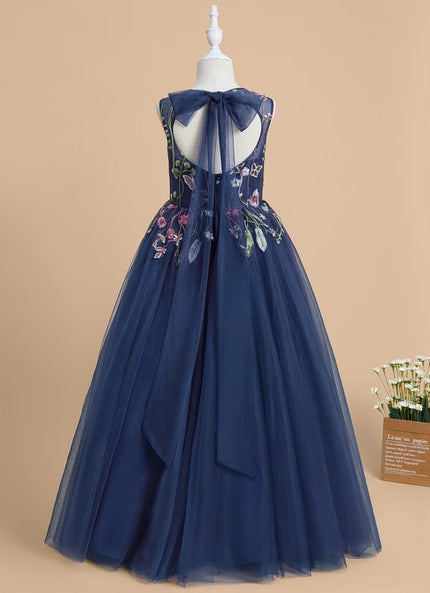 Robe Cérémonie Tulle Navy Floral