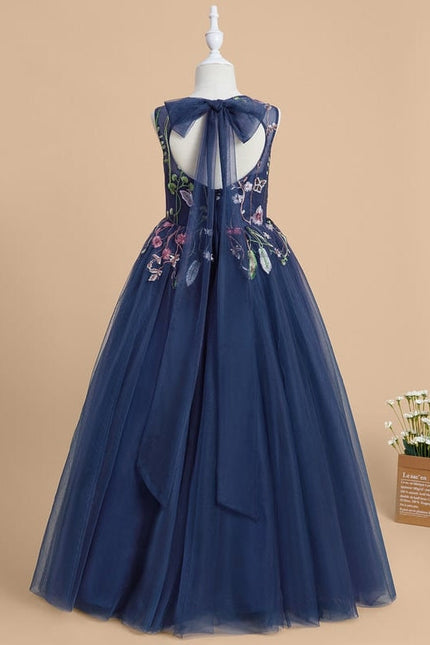 Robe Cérémonie Tulle Navy Floral