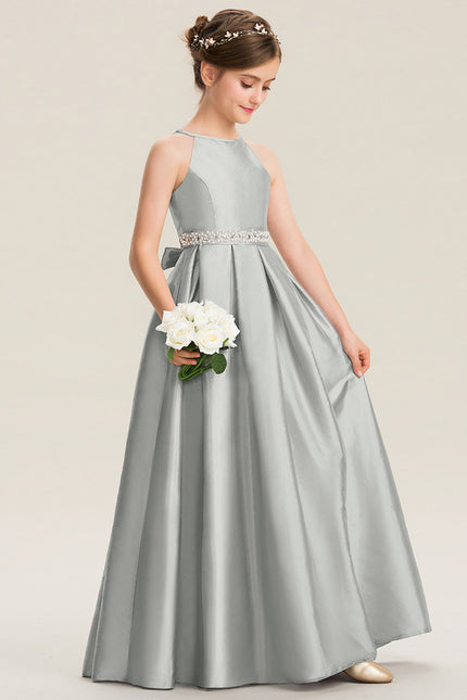 Robe Cérémonie Gris Perle Satin - gallery 4