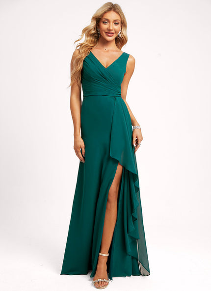 Robe Cérémonie Longue Volants Rose