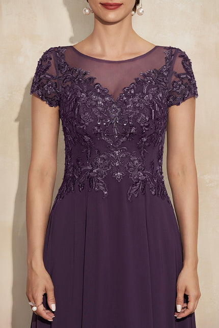 Robe Cérémonie Longue Violette Brodée - gallery 5
