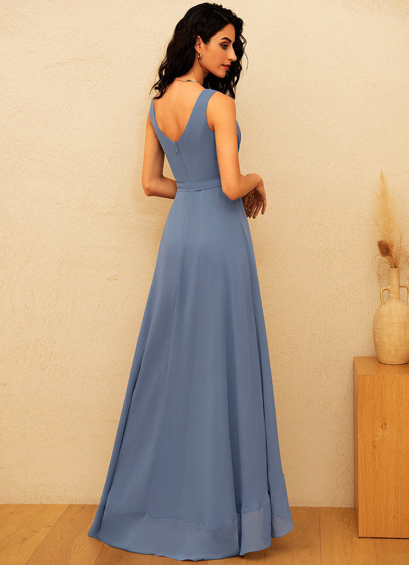 Robe Cérémonie Bleu Clair Trapèze Volants - gallery 3