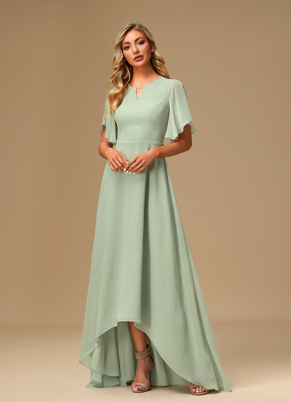 Robe Cérémonie Vert Doux Asymétrique - gallery 2