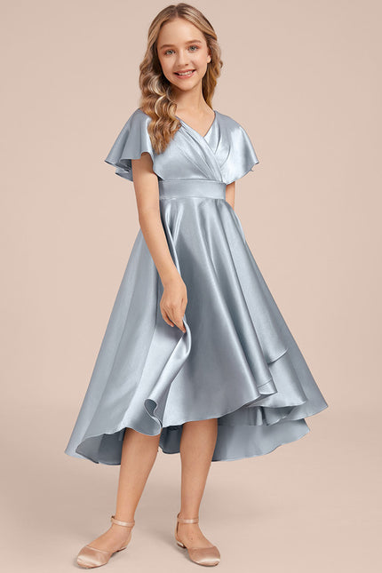 Robe Cérémonie Satin Bleu Ciel - gallery 4