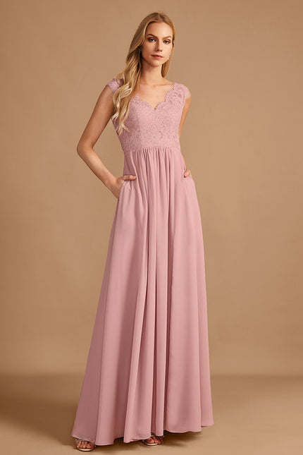 Robe Cérémonie Longue Rose Élégante - gallery 3