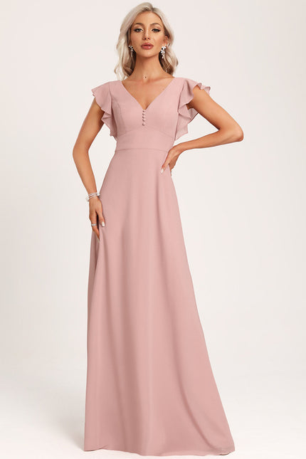 Robe Cérémonie Longue Volants Rose - gallery 3