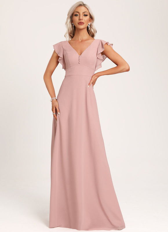 Robe Cérémonie Longue Volants Rose - gallery 3