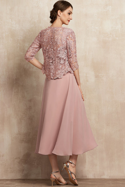 Robe Cérémonie Rose Pastel Trapèze Dentelle - gallery 5