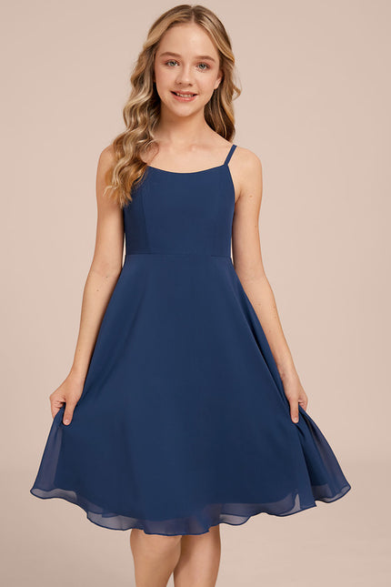 Robe Cérémonie Mousseline Marine Ajustée