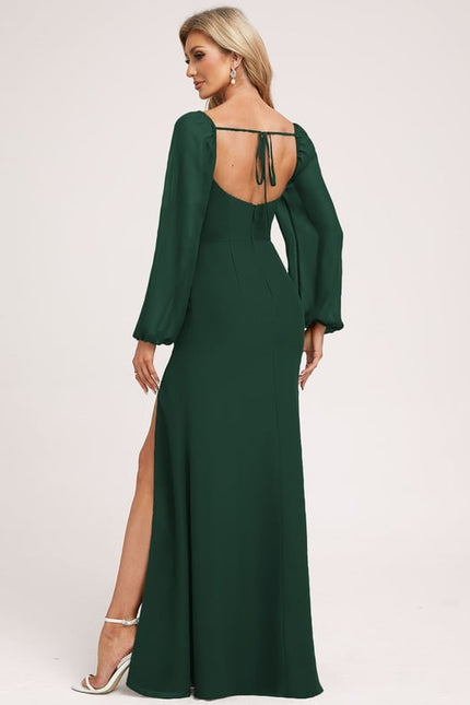 Robe Cérémonie Longue Beige Satinée - gallery 1