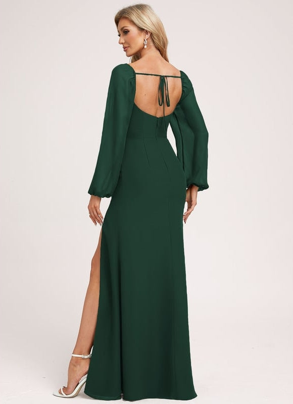 Robe Cérémonie Longue Beige Satinée - gallery 1