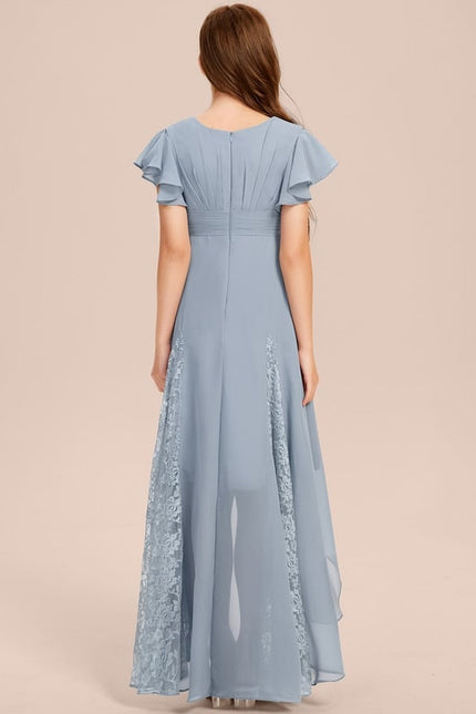 Robe Cérémonie Dentelle Col V Blanc - gallery 4