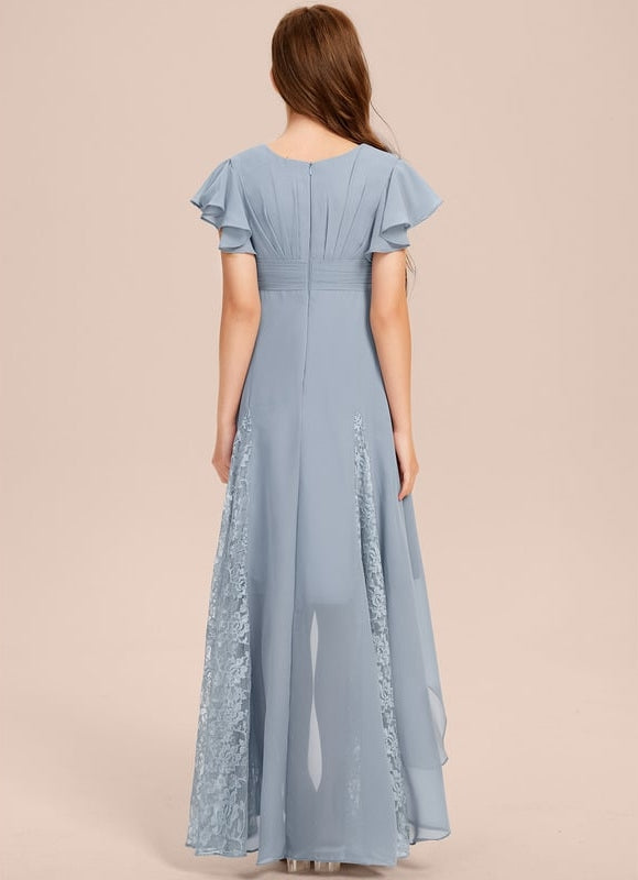 Robe Cérémonie Dentelle Col V Blanc - gallery 4