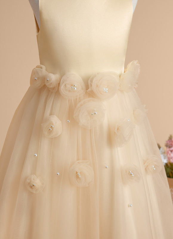 Robe Cérémonie Tulle Florale Ivoire - gallery 4