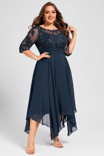 Robe Cérémonie En Dentelle Marine - gallery 7