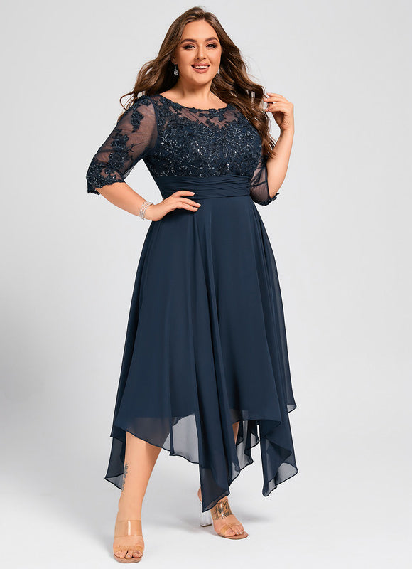 Robe Cérémonie En Dentelle Marine - gallery 7