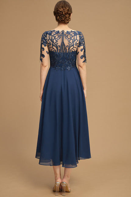 Robe Cérémonie Bleu Nuit Dentelle Élégante - gallery 2