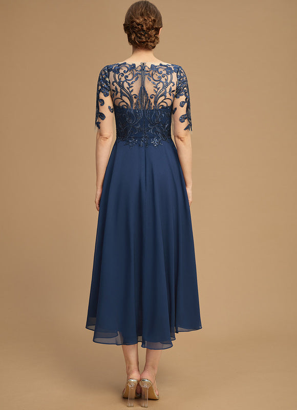 Robe Cérémonie Bleu Nuit Dentelle Élégante - gallery 2