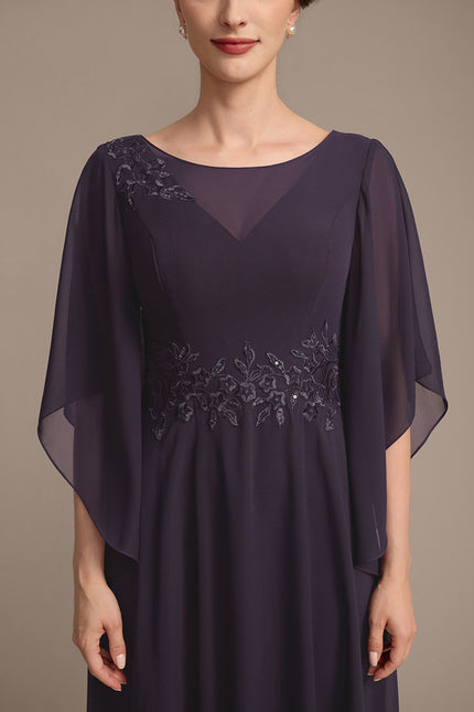 Robe Cérémonie Longue Violette Brodée - gallery 7