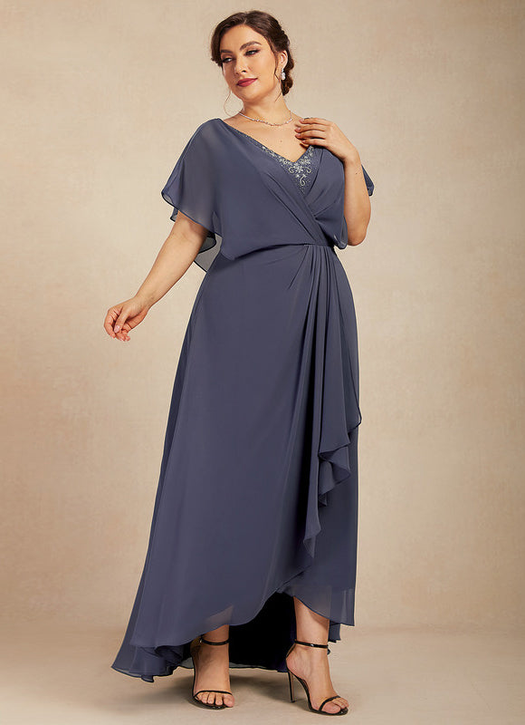 Robe Cérémonie Bleu Nuit Trapèze Avec Paillettes - gallery 7