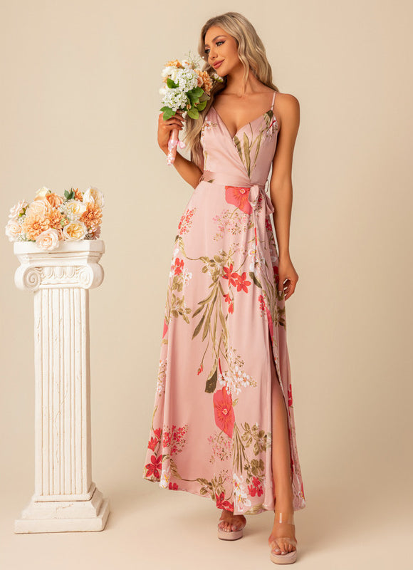 Robe Cérémonie Longue Florale Satinée