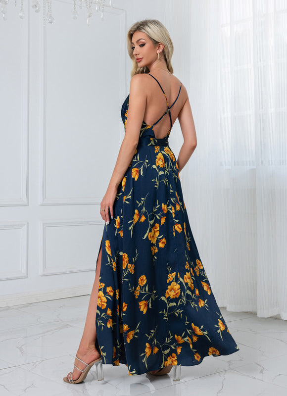Robe Cérémonie Longue Florale Satinée - gallery 9