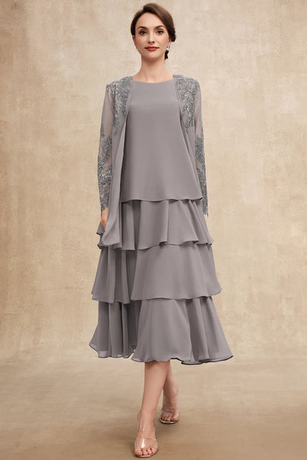 Robe Cérémonie Gris Flottant