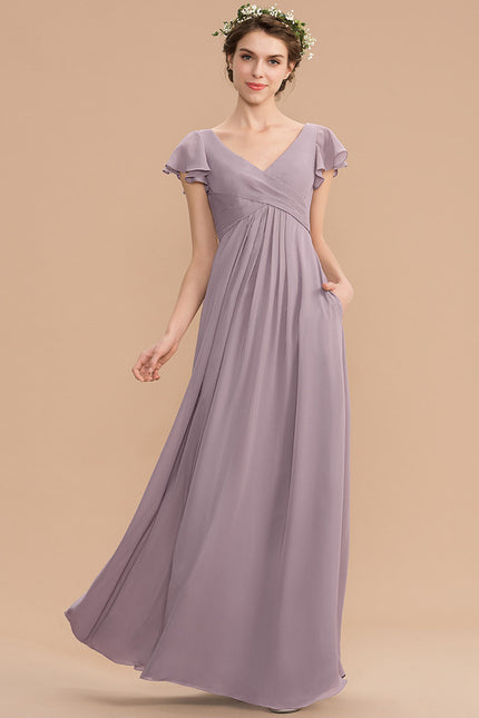 Robe Cérémonie Longue Volants Rose