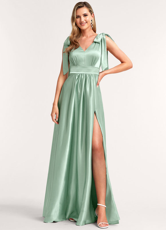 Robe Cérémonie Satin Rose Pâle - gallery 2