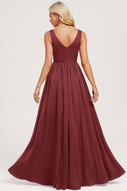 Robe Cérémonie Rouge Sombre Satiné - gallery 4