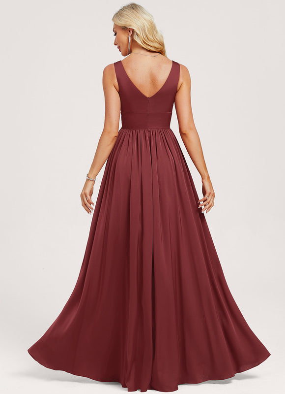 Robe Cérémonie Rouge Sombre Satiné - gallery 4