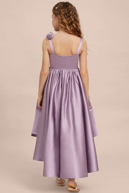 Robe Cérémonie Satin Lilas Asymétrique - gallery 7