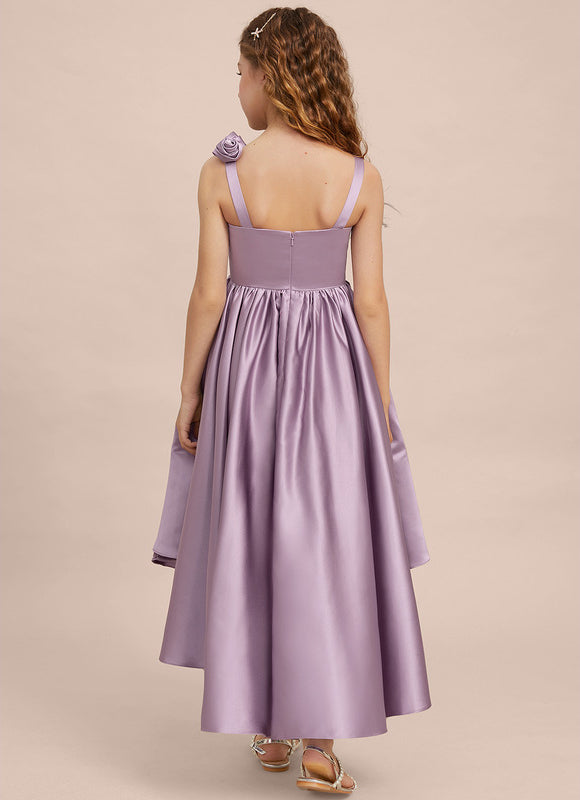 Robe Cérémonie Satin Lilas Asymétrique - gallery 7