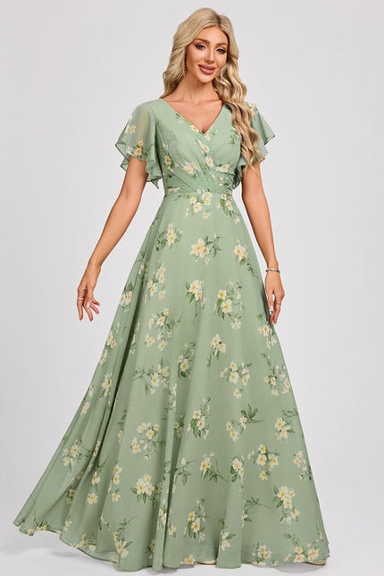 Robe Cérémonie Longue Volants Rose