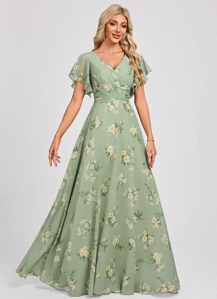 Robe Cérémonie Longue Volants Rose