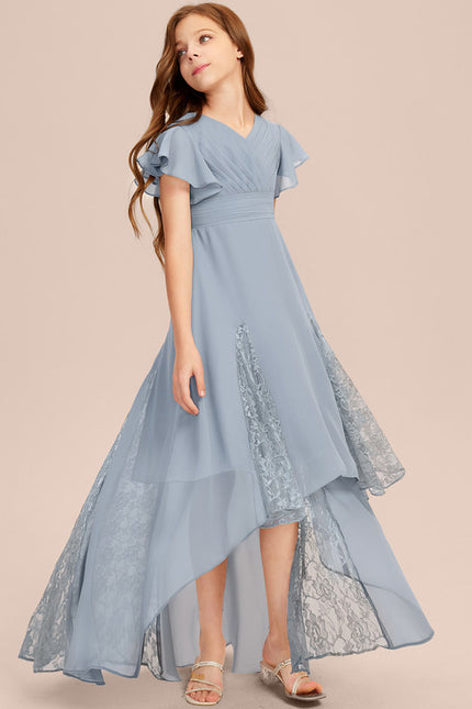 Robe Cérémonie Dentelle Col V Blanc - gallery 5