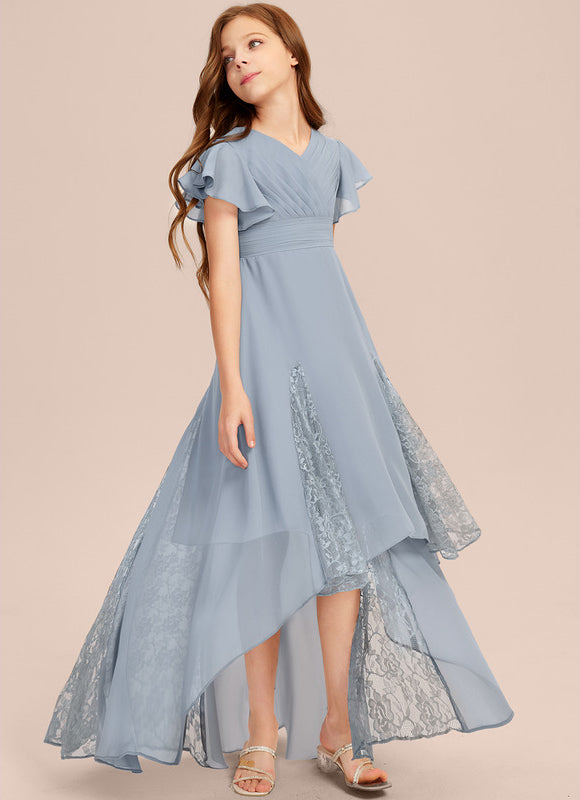 Robe Cérémonie Dentelle Col V Blanc - gallery 5