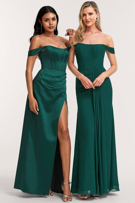 Robe Cérémonie Mousseline Vert Profond - gallery 1