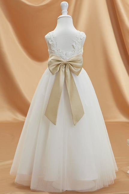 Robe Cérémonie Tulle Ivoire Nœud